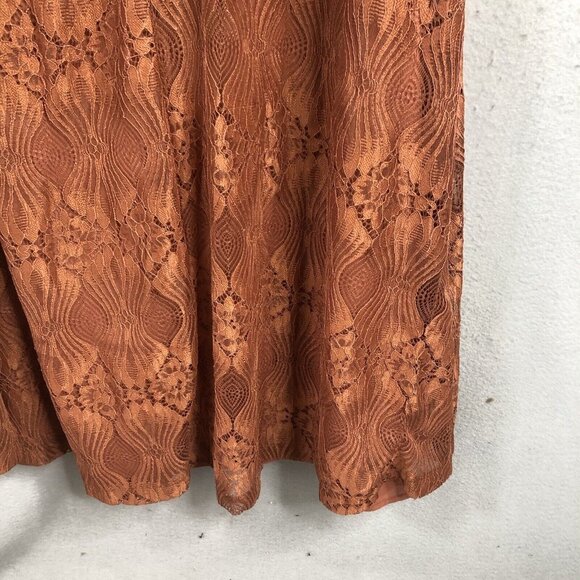 Rust Lace Dress Womens 3XL Sheer Flowy Boho Artsy Dressy Midi Event - Picture 14 of 16